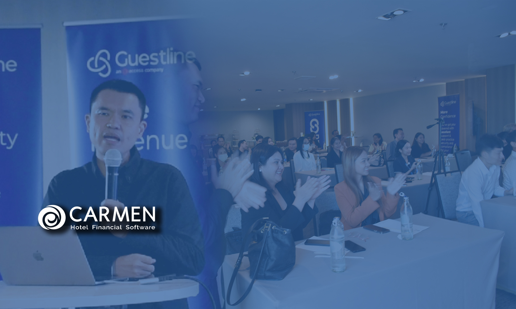 Carmen sharing customer experiences at the Guestline APAC Customer Connect 2024 event.